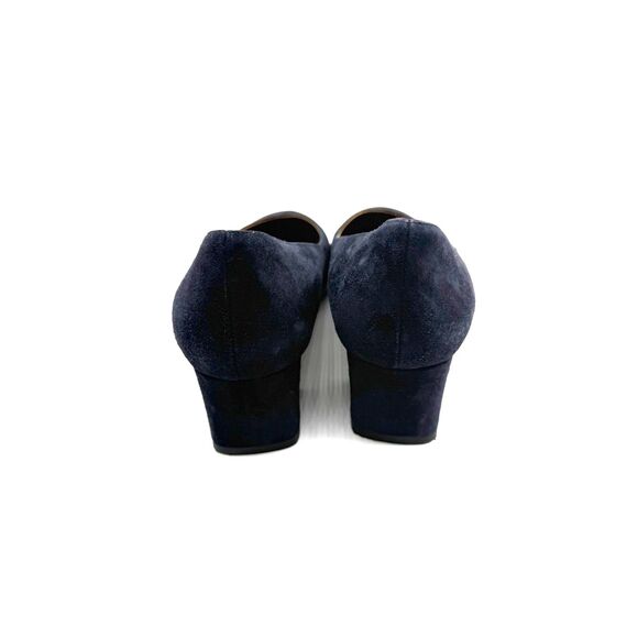 Aquatalia Suede Stacked Heel Pasha Pump - Navy 9M - Picture 4 of 12